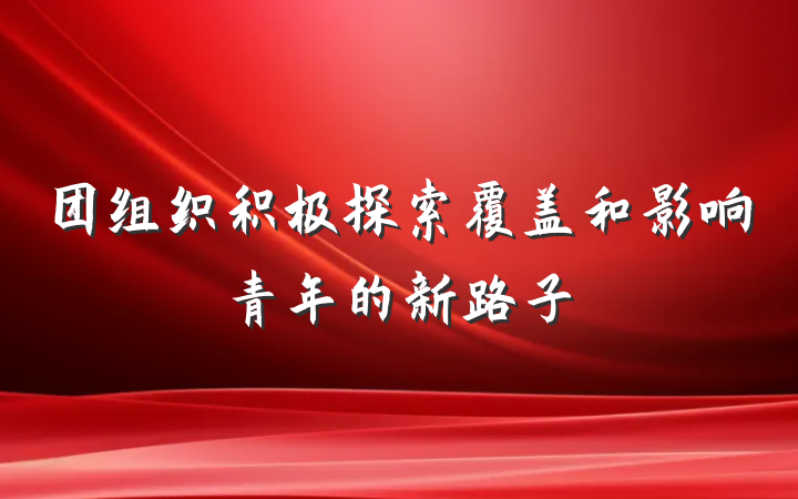 团组织积极探索覆盖和影响青年的新路子
