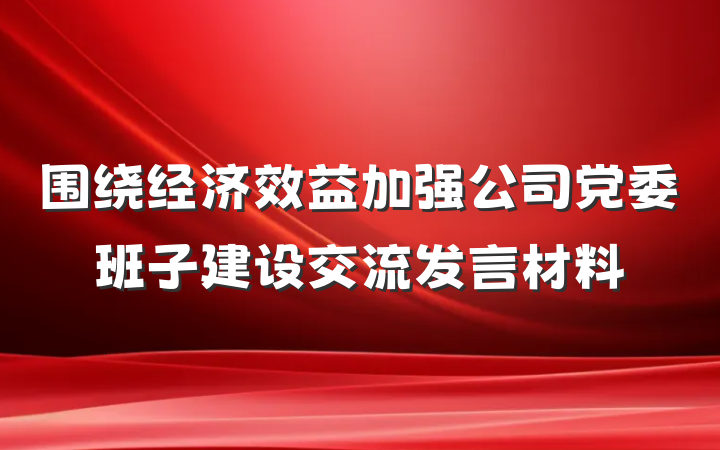 围绕经济效益加强公司党委班子建设交流发言材料