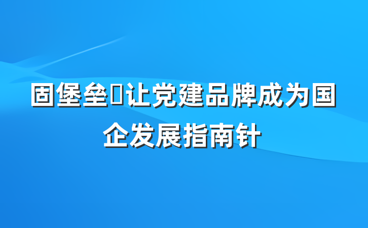 固堡垒・让党建品牌成为国企发展指南针