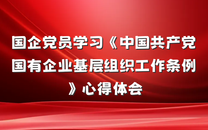 国企党员学习《中国共产党国有企业基层组织工作条例》心得体会