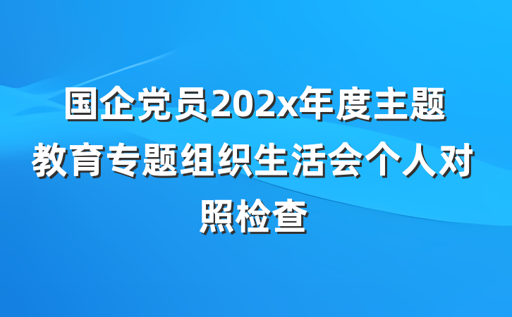国企党员202x年度主题教育专题组织生活会个人对照检查