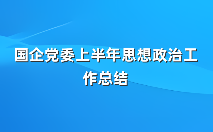 国企党委上半年思想政治工作总结