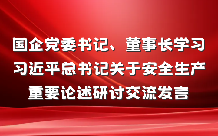 国企党委书记、董事长学习习近平总书记关于安全生产重要论述研讨交流发言