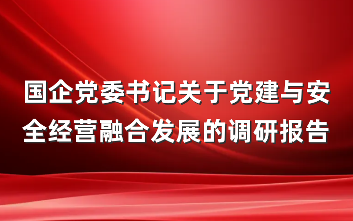 国企党委书记关于党建与安全经营融合发展的调研报告