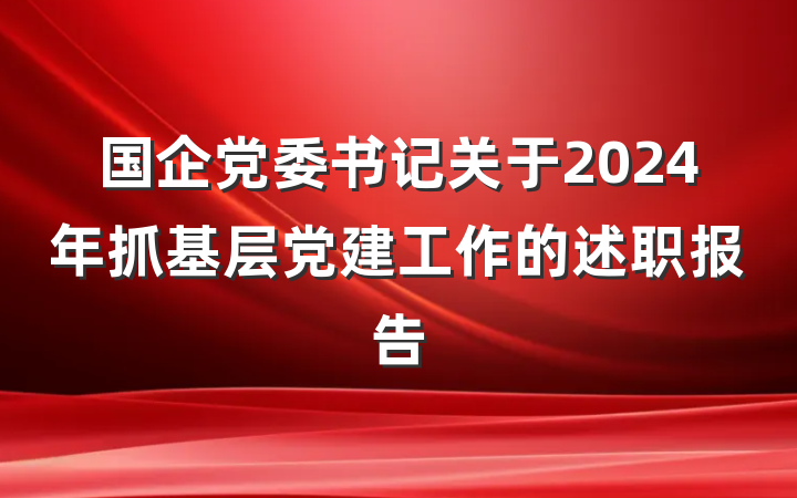 国企党委书记关于2024年抓基层党建工作的述职报告