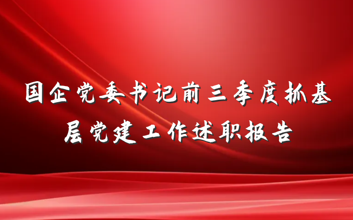 国企党委书记前三季度抓基层党建工作述职报告
