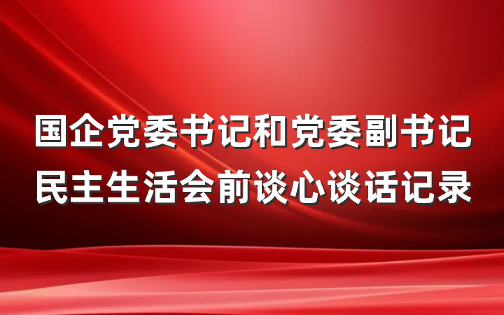 国企党委书记和党委副书记民主生活会前谈心谈话记录