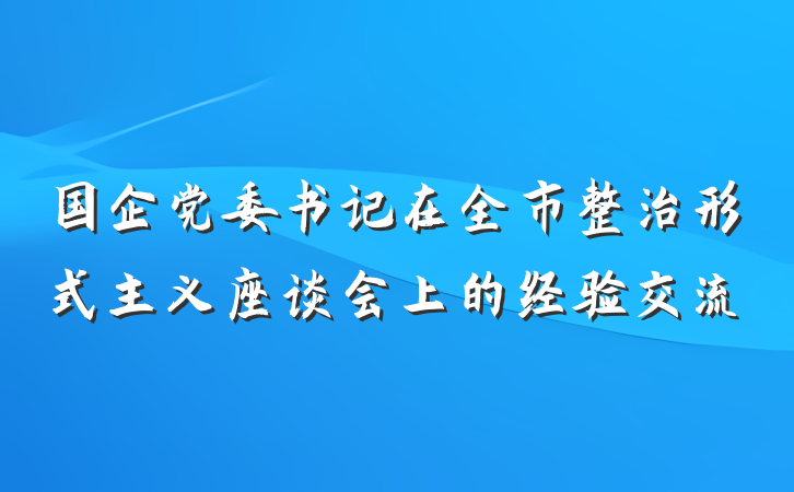 国企党委书记在全市整治形式主义座谈会上的经验交流