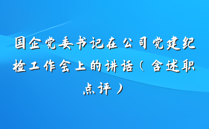 国企党委书记在公司党建纪检工作会上的讲话（含述职点评）