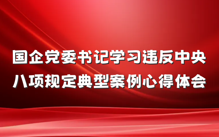 国企党委书记学习违反中央八项规定典型案例心得体会