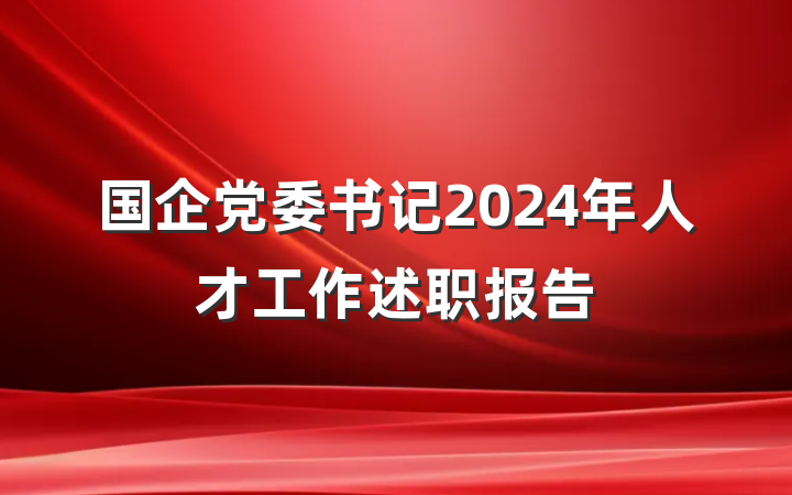 国企党委书记2024年人才工作述职报告