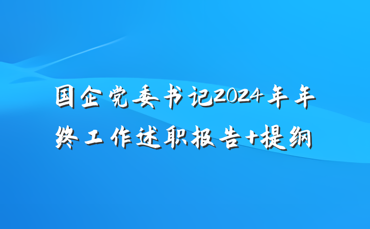 国企党委书记2024年年终工作述职报告 提纲