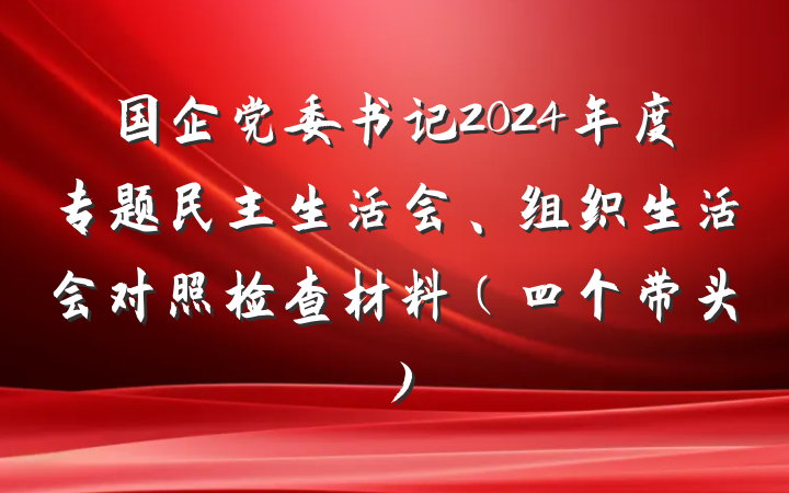 国企党委书记2024年度专题民主生活会、组织生活会对照检查材料（四个带头）
