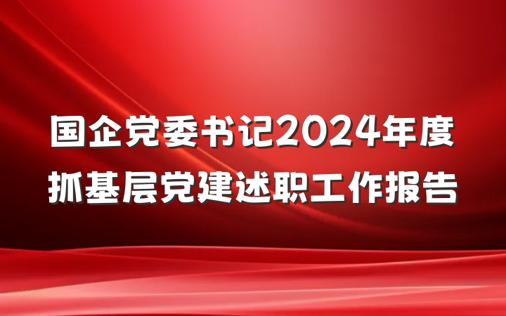 国企党委书记2024年度抓基层党建述职工作报告