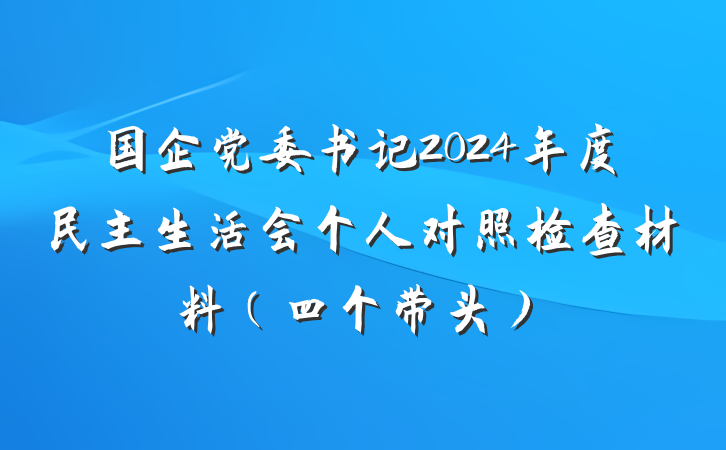 国企党委书记2024年度民主生活会个人对照检查材料（四个带头）