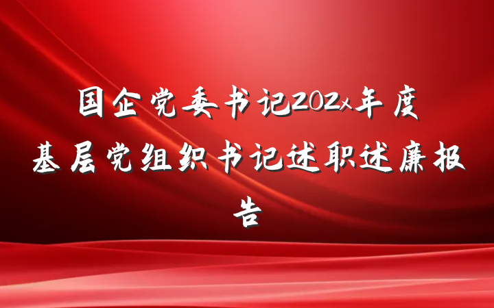 国企党委书记202x年度基层党组织书记述职述廉报告