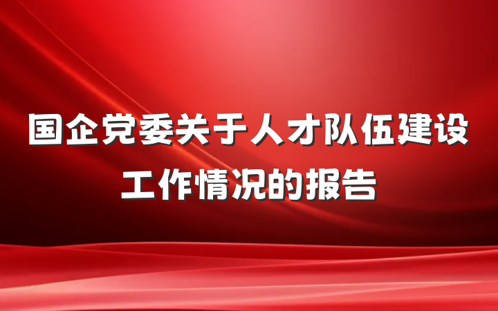 国企党委关于人才队伍建设工作情况的报告