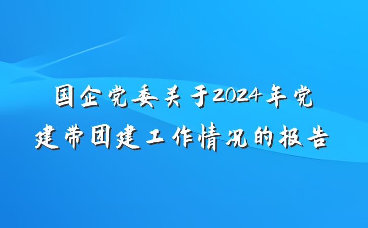 国企党委关于2024年党建带团建工作情况的报告