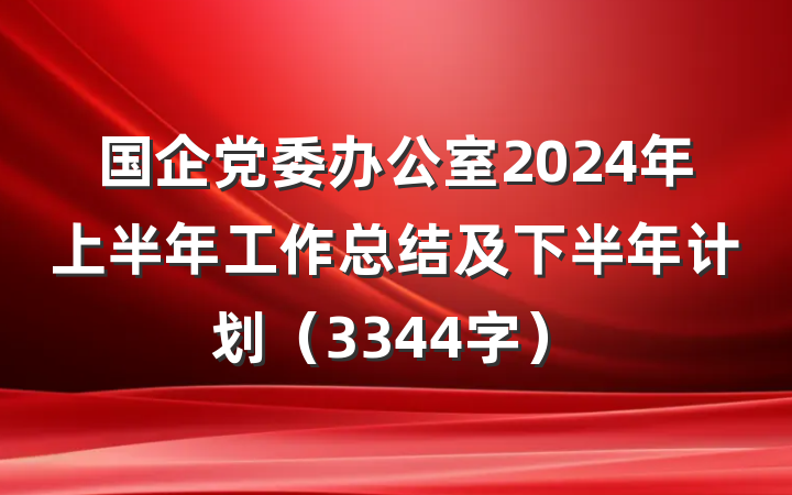 国企党委办公室2024年上半年工作总结及下半年计划（3344字）