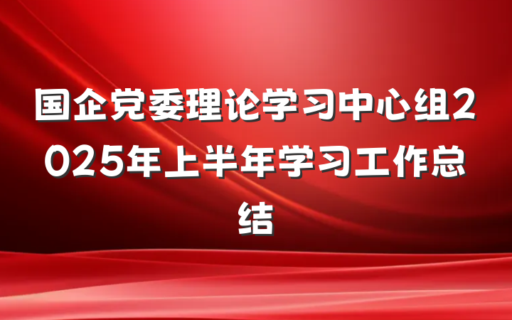 国企党委理论学习中心组2025年上半年学习工作总结