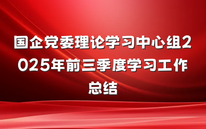 国企党委理论学习中心组2025年前三季度学习工作总结