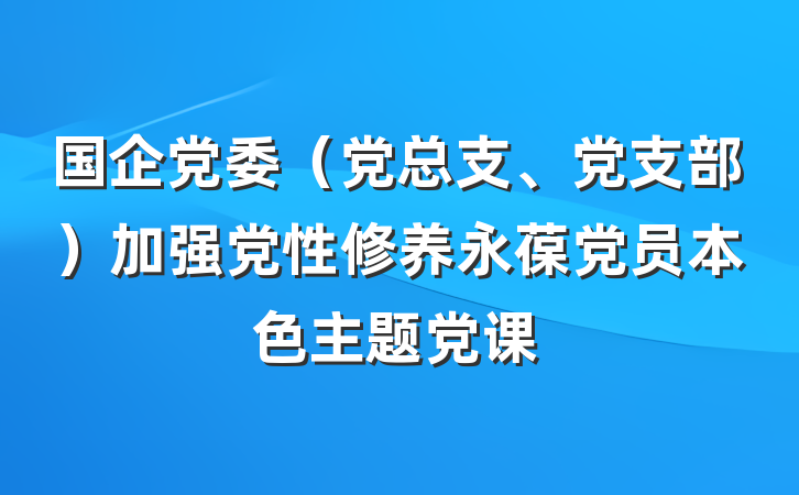 国企党委（党总支、党支部）加强党性修养永葆党员本色主题党课