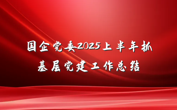国企党委2025上半年抓基层党建工作总结