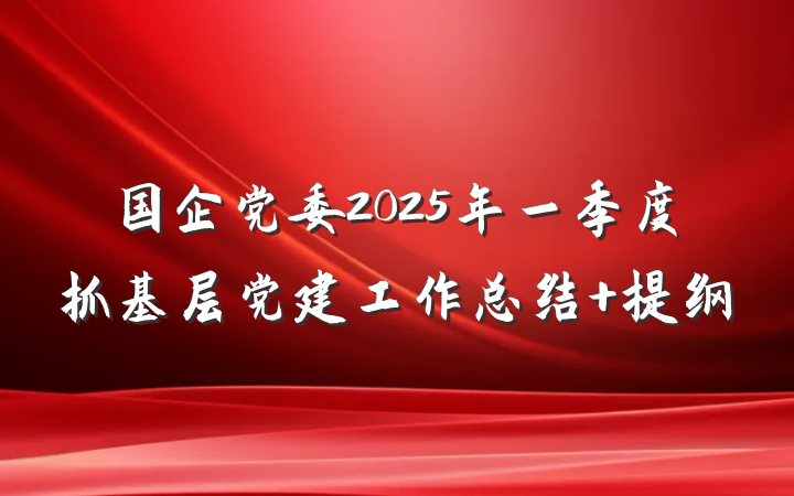 国企党委2025年一季度抓基层党建工作总结 提纲