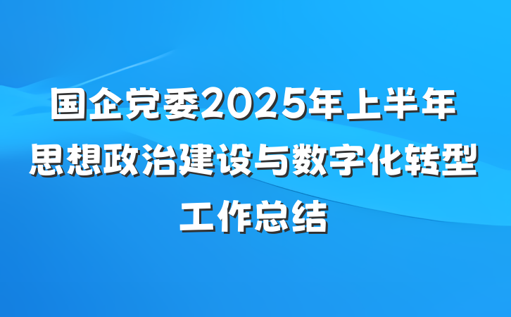 国企党委2025年上半年思想政治建设与数字化转型工作总结