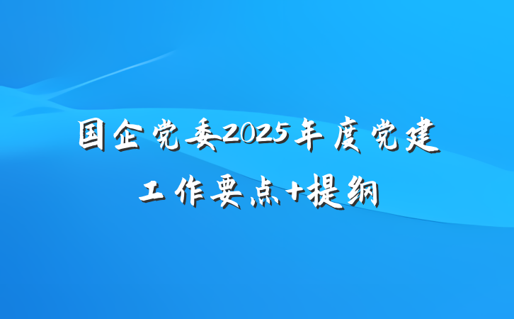 国企党委2025年度党建工作要点 提纲