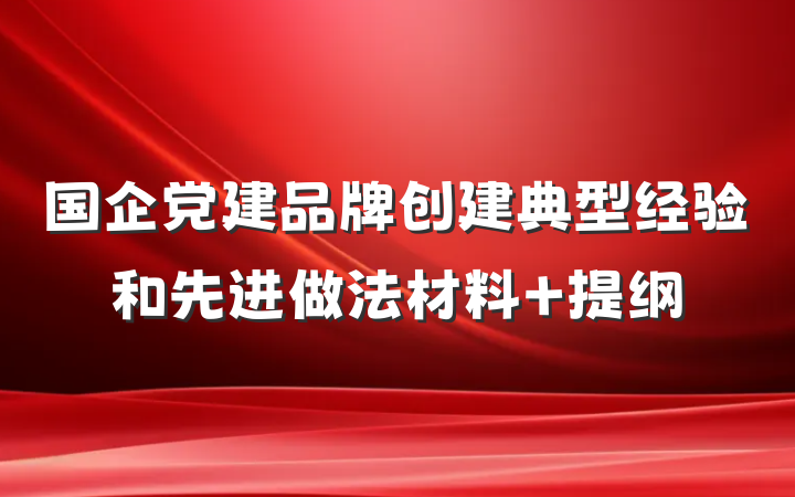 国企党建品牌创建典型经验和先进做法材料 提纲