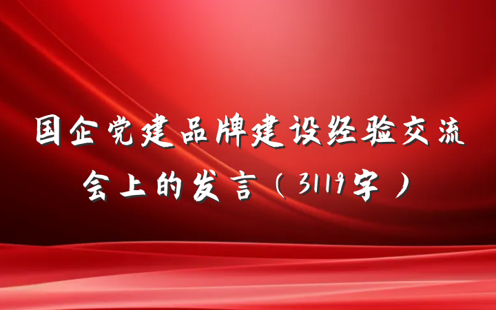 国企党建品牌建设经验交流会上的发言（3119字）