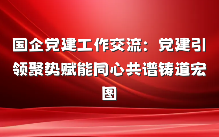 国企党建工作交流：党建引领聚势赋能同心共谱铸道宏图