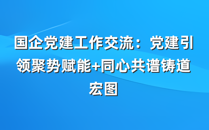 国企党建工作交流：党建引领聚势赋能 同心共谱铸道宏图