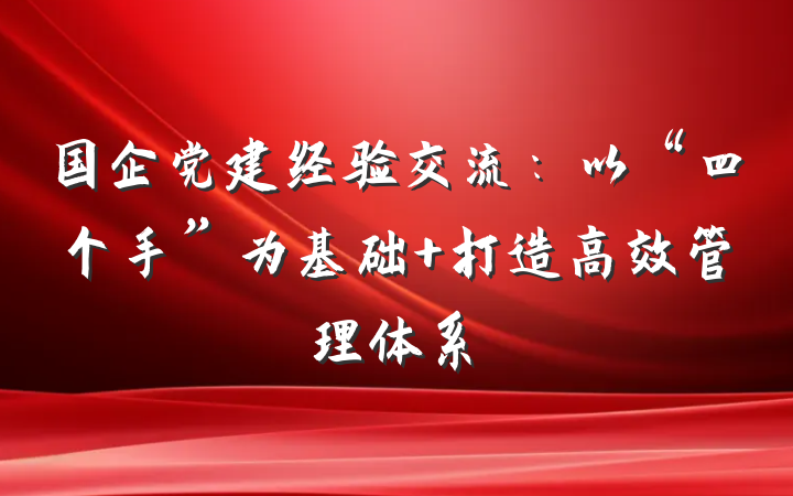 国企党建经验交流：以“四个手”为基础 打造高效管理体系