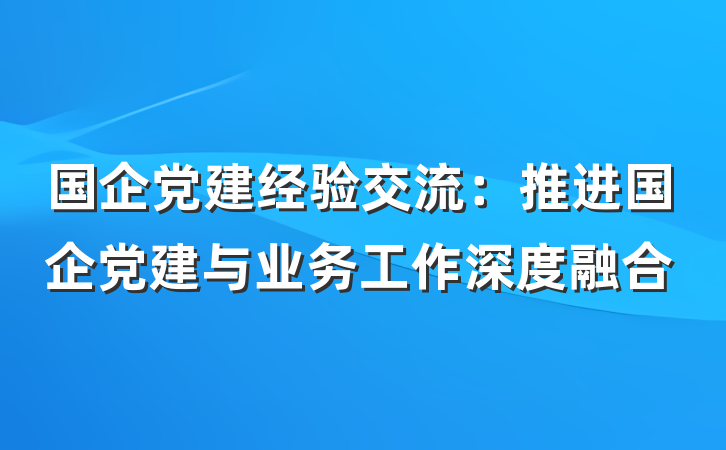 国企党建经验交流：推进国企党建与业务工作深度融合