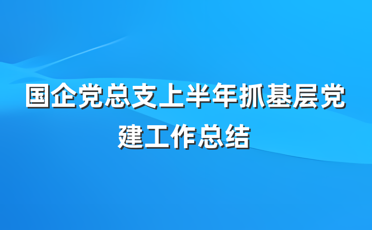 国企党总支上半年抓基层党建工作总结