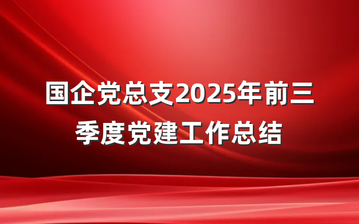 国企党总支2025年前三季度党建工作总结