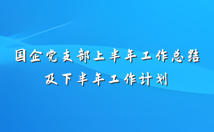 国企党支部上半年工作总结及下半年工作计划