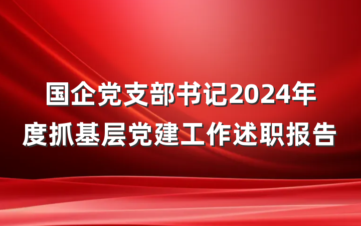 国企党支部书记2024年度抓基层党建工作述职报告