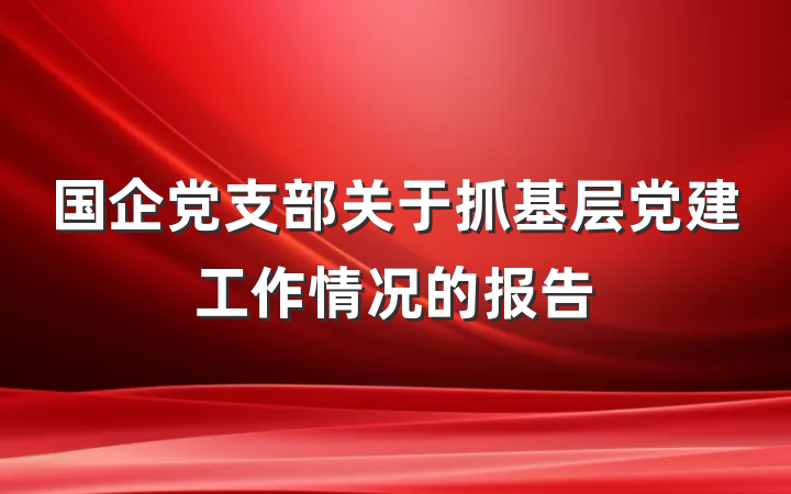 国企党支部关于抓基层党建工作情况的报告