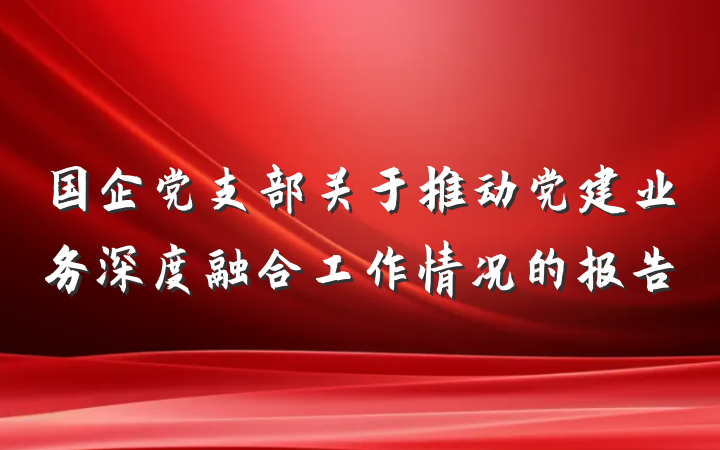 国企党支部关于推动党建业务深度融合工作情况的报告