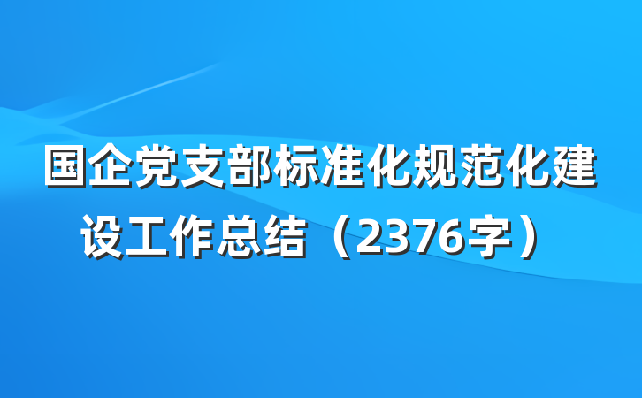 国企党支部标准化规范化建设工作总结（2376字）