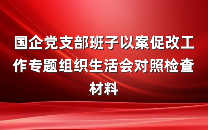 国企党支部班子以案促改工作专题组织生活会对照检查材料