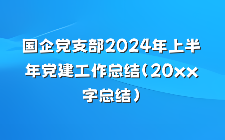 国企党支部2024年上半年党建工作总结（20xx字总结）