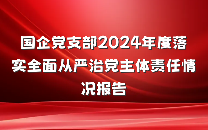 国企党支部2024年度落实全面从严治党主体责任情况报告
