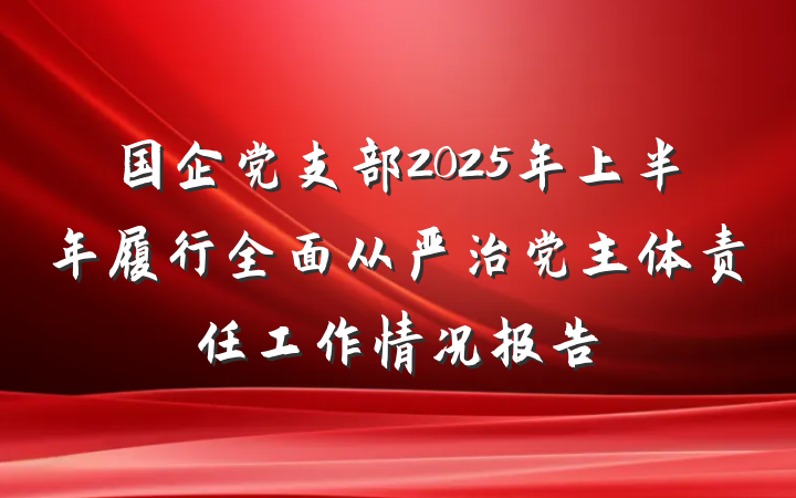 国企党支部2025年上半年履行全面从严治党主体责任工作情况报告