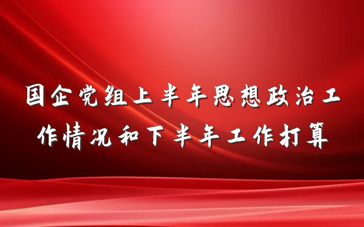 国企党组上半年思想政治工作情况和下半年工作打算