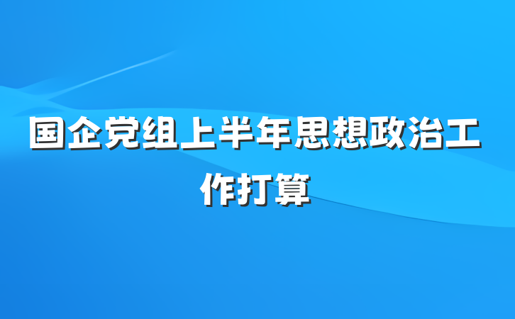 国企党组上半年思想政治工作打算