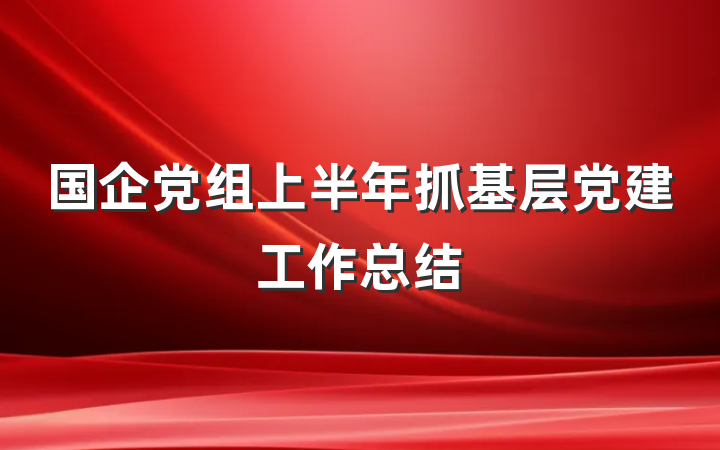 国企党组上半年抓基层党建工作总结